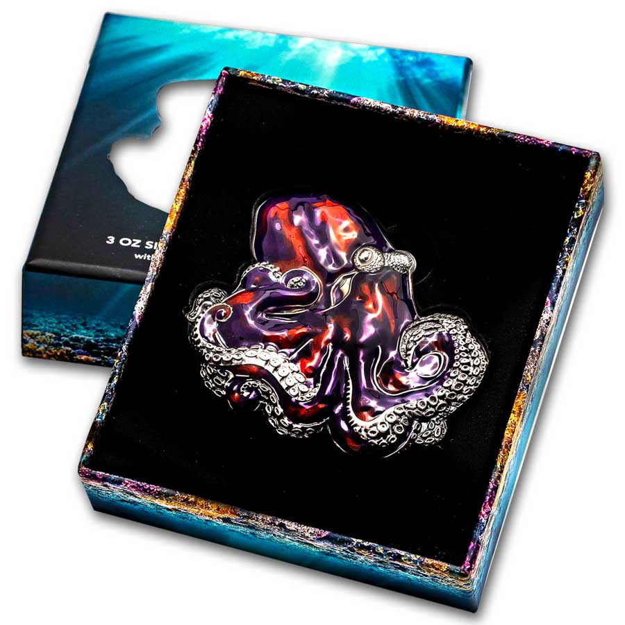 2024 Barbados 3 oz Silver Octopus Shaped Coin (with Box & COA) | eBay